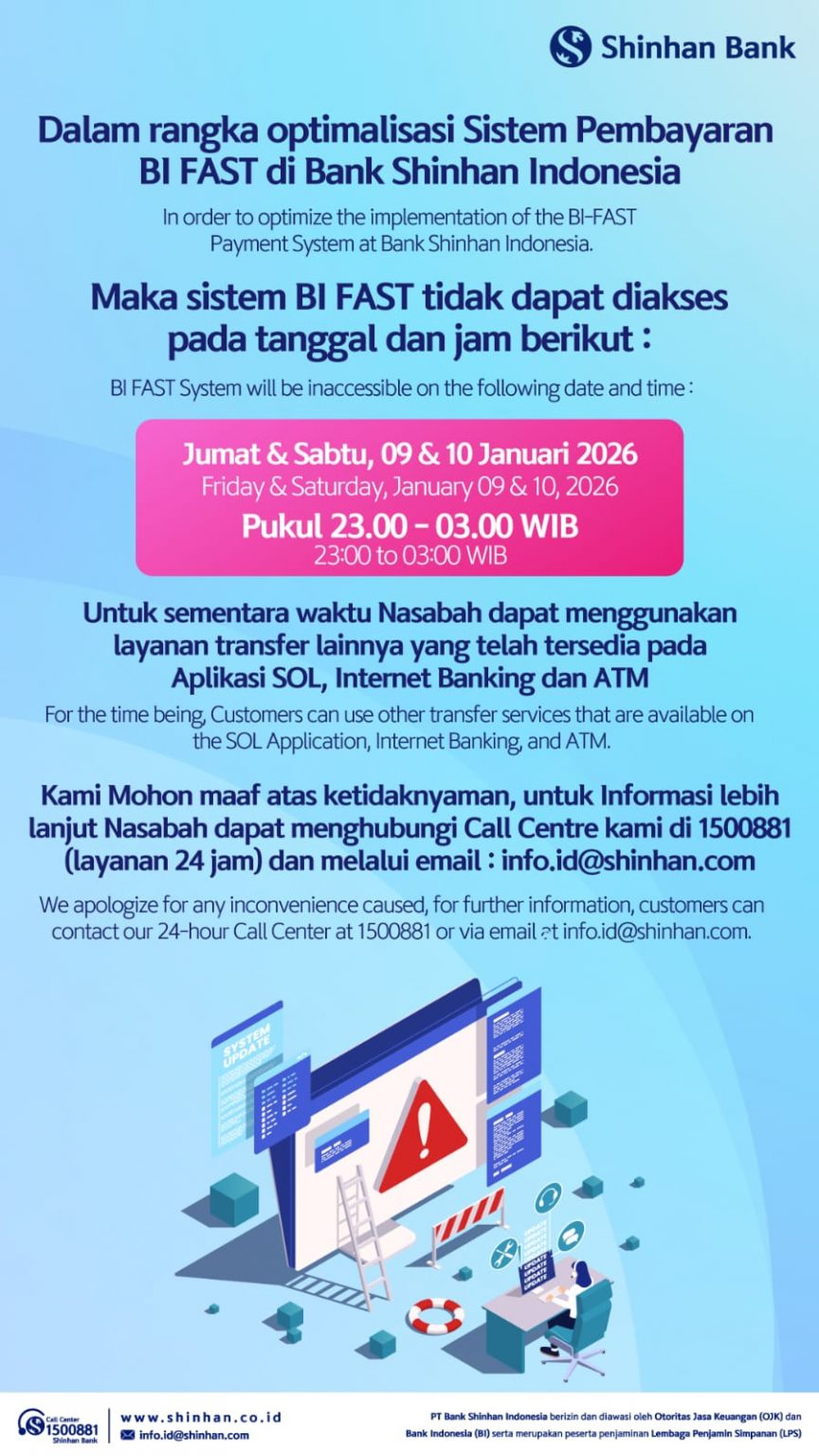 Optimalisasi BI FAST 9 - 10 Januari - Shinhan Bank